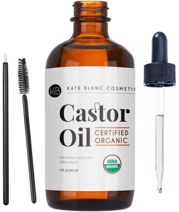 Kate Blanc Cosmetics Castor Oil (2oz), USDA Certified Organic, 100% Pure