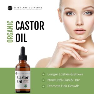 Kate Blanc Cosmetics Castor Oil (2oz), USDA Certified Organic, 100% Pure